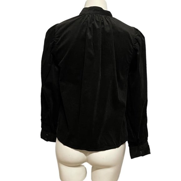 Banana Republic Factory Black Corduroy V Neck Long Sleeve Peplum Top NWT - Picture 5 of 9